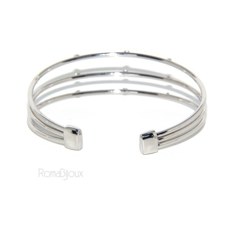 RMB|SILVER 925: Bracelet opened slave women 3 natural zircons file bright white