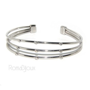 RMB|SILVER 925: Bracelet opened slave women 3 natural zircons file bright white