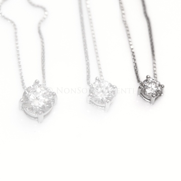 RMB|Argento 925 : Collana Collier uomo donna punto luce brillante zircone bianco da 2 a 10 mm