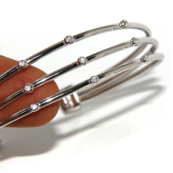 RMB|SILVER 925: Bracelet opened slave women 3 natural zircons file bright white