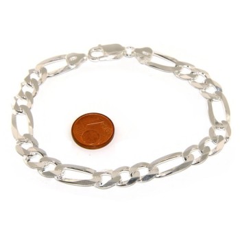 RMB|SILVER 925: Bracelet 8.5mm massive man chain Figaro 3 + 1 bleached 21 cm