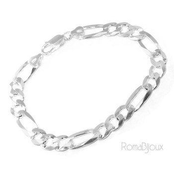 RMB|SILVER 925: Bracelet 8.5mm massive man chain Figaro 3 + 1 bleached 21 cm
