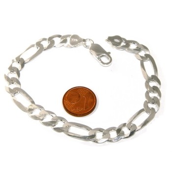 RMB|ARGENTO 925 : Collana o Bracciale uomo catena da 7,5 mm figaro 3 + 1 sbiancata