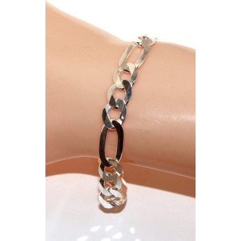 RMB|SILVER 925: necklace or bracelet man chain from 7.5 mm Figaro 3 + 1 bleached