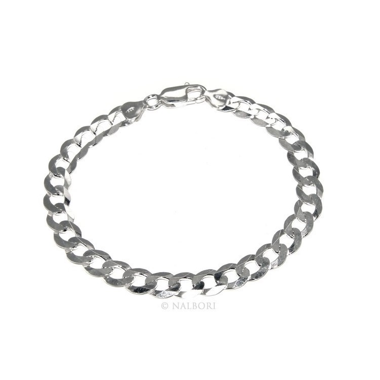 RMB|ARGENTO 925 : Collana o Bracciale uomo catena da 7,8 mm grumetta grumettone sbiancata
