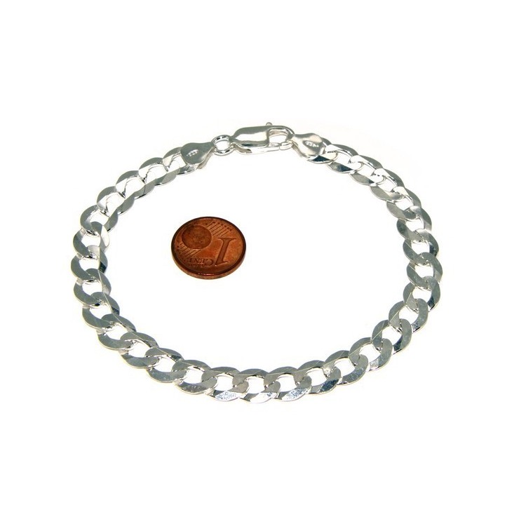 RMB|ARGENTO 925 : Collana o Bracciale uomo catena da 7,8 mm grumetta grumettone sbiancata