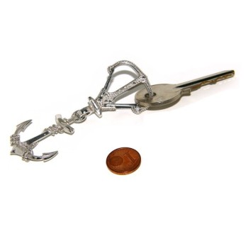 RMB|Portachiavi uomo o donna KeyRing ancora doppio realizzato a mano , tutto Argento 925 massiccio 16,40 gr - marina