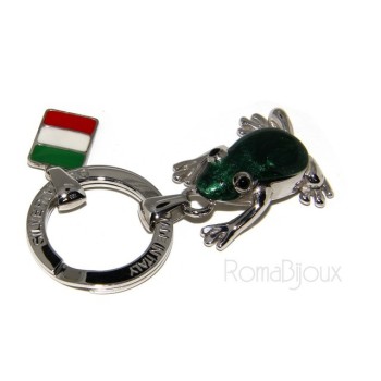 RMB|Portachiavi uomo o donna KeyRing rana frog smalto a fuoco realizzato a mano , tutto Argento 925 17,80 gr - amuleto