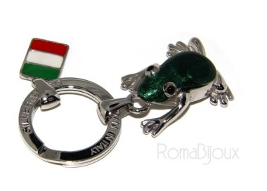 RMB|Portachiavi uomo o donna KeyRing rana frog smalto a fuoco realizzato a mano , tutto Argento 925 17,80 gr - amuleto