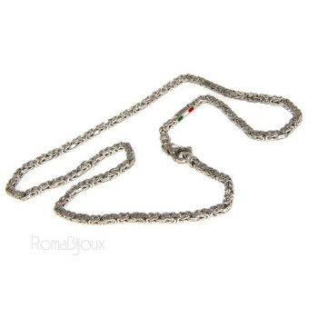 RMB|SILVER 925: Necklace Man massive Byzantine knit 65 cm Made in Italy
