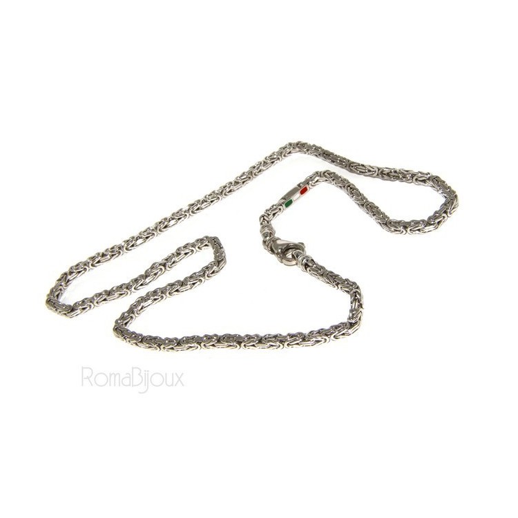 RMB|SILVER 925: Necklace Man massive Byzantine knit 65 cm Made in Italy
