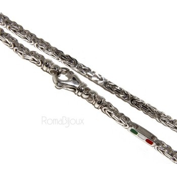 RMB|SILVER 925: Necklace Man massive Byzantine knit 65 cm Made in Italy