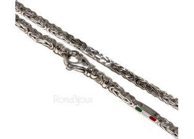 RMB|SILVER 925: Necklace Man massive Byzantine knit 65 cm Made in Italy