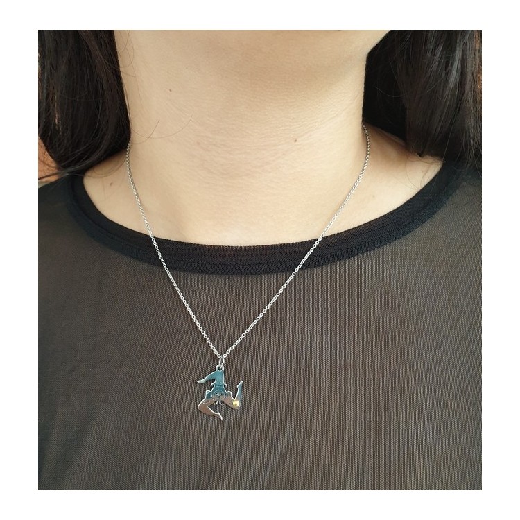 RMB|Italian steel: Necklace Trinacria, Triscele, Sicily with golden point laser cut and round neck