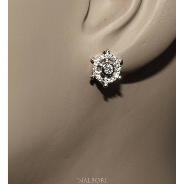 RMB|925 silver helm earrings with cipollino zircons nautical line