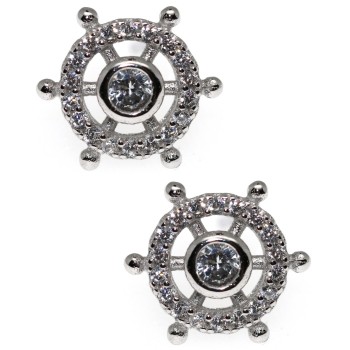 RMB|925 silver helm earrings with cipollino zircons nautical line