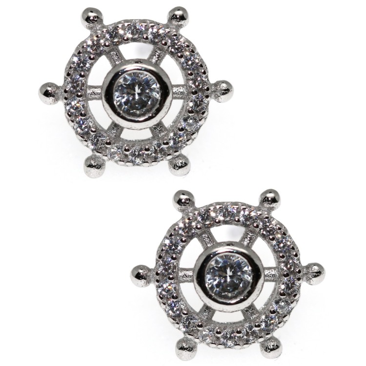 RMB|orecchini argento 925 timone punto luce cipollino zirconi linea nautica