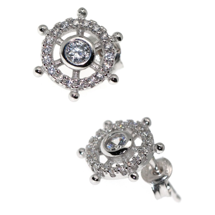RMB|925 silver helm earrings with cipollino zircons nautical line