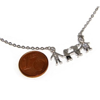 RMB|Argento 925 : Collana Collier donna pendente centrale famiglia con bambino bambina