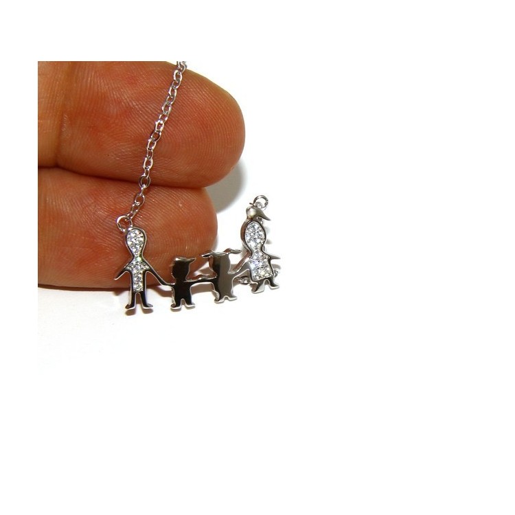 RMB|Argento 925 : Collana Collier donna pendente centrale famiglia con bambino bambina