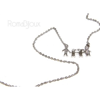 RMB|925: Collier Necklace with central pendant family with Boy and girl