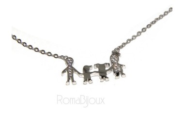 RMB|Argento 925 : Collana Collier donna pendente centrale famiglia con bambino bambina