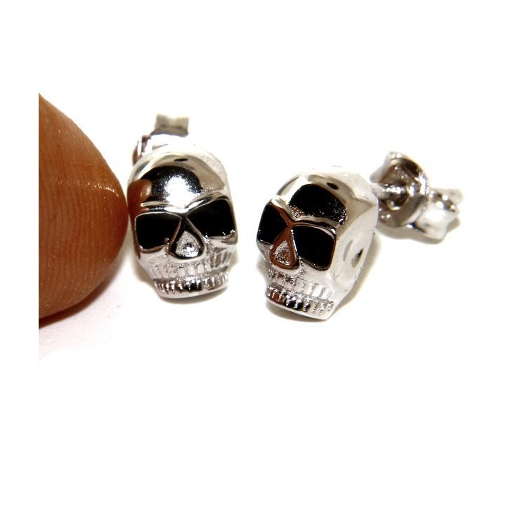 RMB|Stamped 925 silver : earrings casting small woman Man skulls