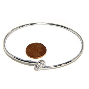 RMB|ARGENTO 925 : Bracciale donna schiava aperto zirconi naturali bianco bianchi brillante