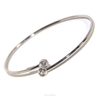 RMB|ARGENTO 925 : Bracciale donna schiava aperto zirconi naturali bianco bianchi brillante