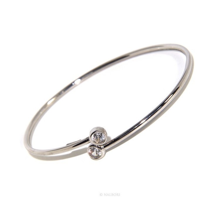 RMB|ARGENTO 925 : Bracciale donna schiava aperto zirconi naturali bianco bianchi brillante
