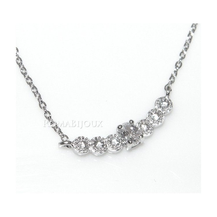 RMB|Argento 925 : Collana Collier donna centrale zirconi bianchi blu