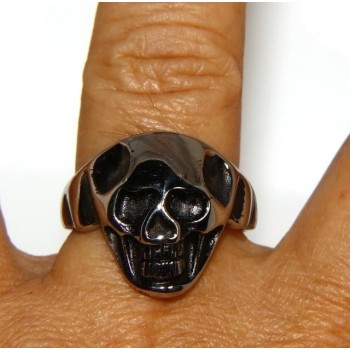 RMB|Acciaio Anallergico inossidabile : anello uomo donna teschio skull 3D brunito
