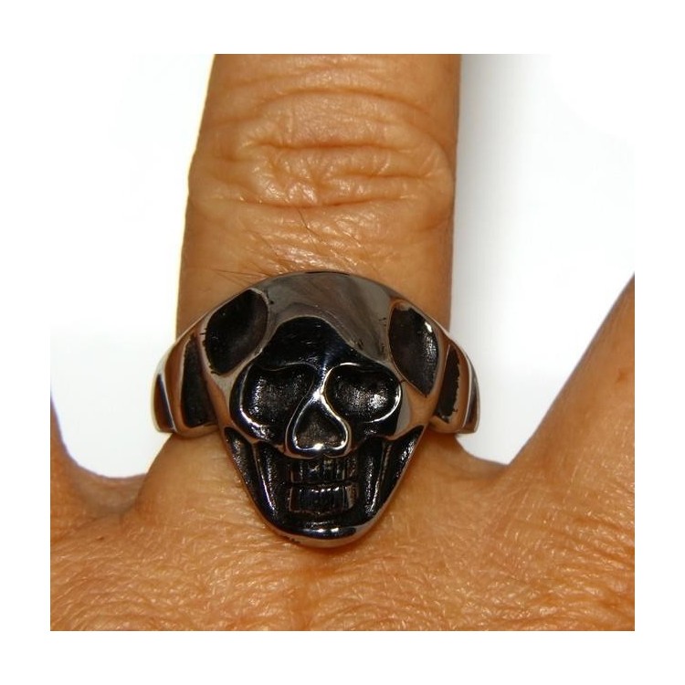 RMB|Acciaio Anallergico inossidabile : anello uomo donna teschio skull 3D brunito