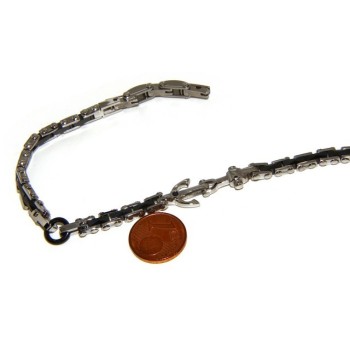 RMB|Bracelet man woman hypoallergenic steel black ceramic zircon yet