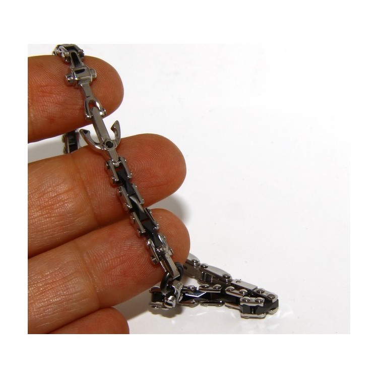 RMB|Bracelet man woman hypoallergenic steel black ceramic zircon yet