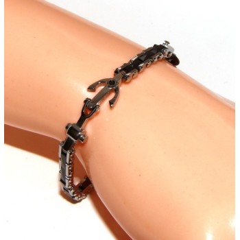 RMB|Bracelet man woman hypoallergenic steel black ceramic zircon yet