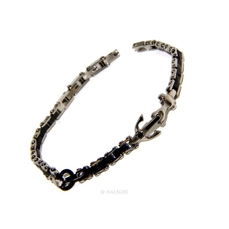 RMB|Bracelet man woman hypoallergenic steel black ceramic zircon yet