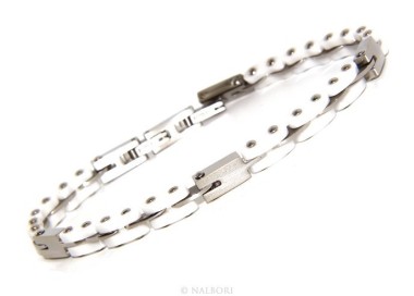 RMB|Bracciale Acciaio uomo donna anallergico ceramica bianco bullonato