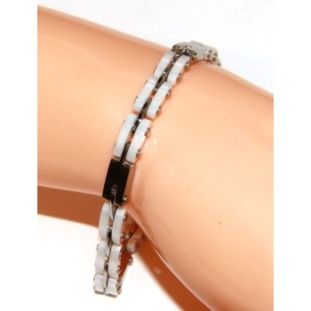 RMB|Bracciale Acciaio uomo donna anallergico ceramica bianco bullonato