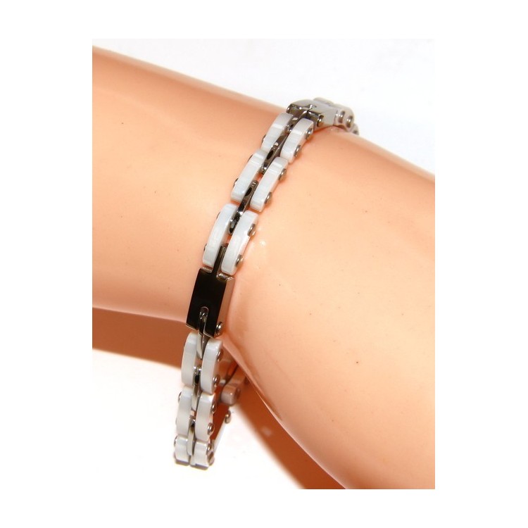 RMB|Bracelet man hypoallergenic ceramic white woman bolted