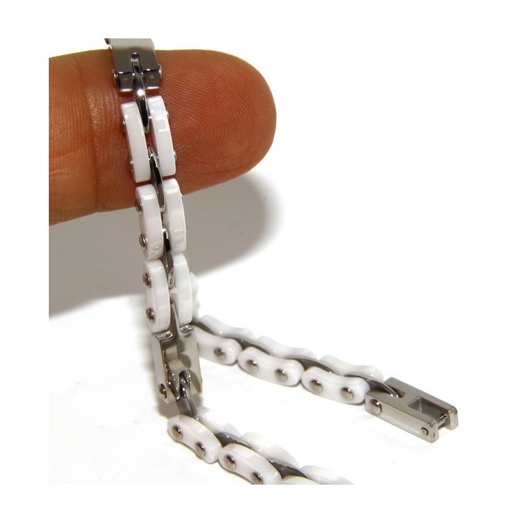 RMB|Bracelet man hypoallergenic ceramic white woman bolted