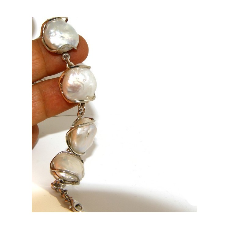 RMB|925: Women's Bracelet mega baroque natural pearls scaramazze
