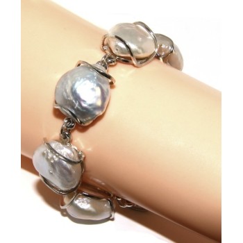 RMB|Argento 925 : Bracciale donna mega perle naturali barocche scaramazze