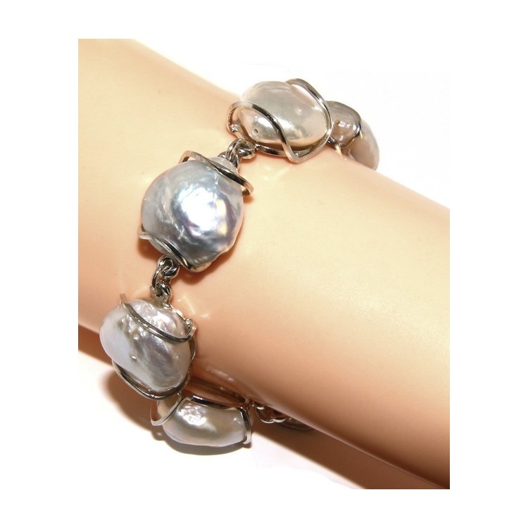 RMB|925: Women's Bracelet mega baroque natural pearls scaramazze