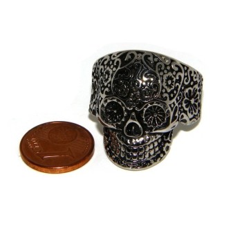 RMB|Hypoallergenic stainless steel: Mexican skull ring man woman skull 3D burnished