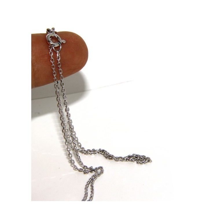 RMB|Girocollo catenina forzatina Diamantata 1mm ARGENTO 925 rodiato. cm 45 o 50 per uomo e donna