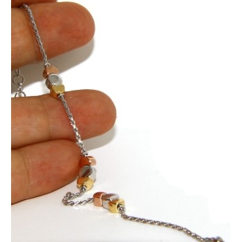 RMB|925: woman bracelet with rope drive and moons rhodium-plated white gold pink yellow 3 colors.