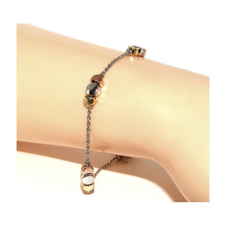 RMB|925: woman bracelet with rope drive and moons rhodium-plated white gold pink yellow 3 colors.