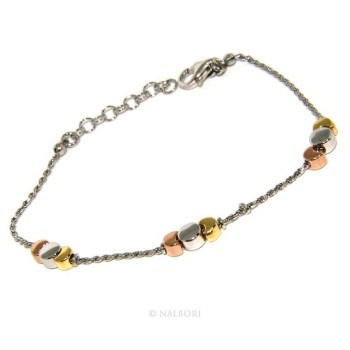 RMB|925: woman bracelet with rope drive and moons rhodium-plated white gold pink yellow 3 colors.