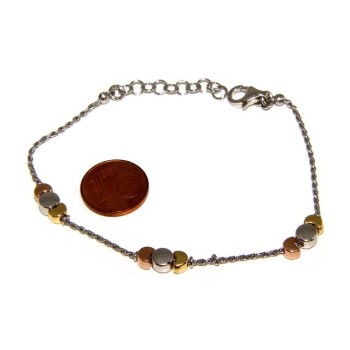 RMB|Argento 925 : Bracciale donna rope con disco e lune rodiati oro bianco rosa giallo 3 colori.